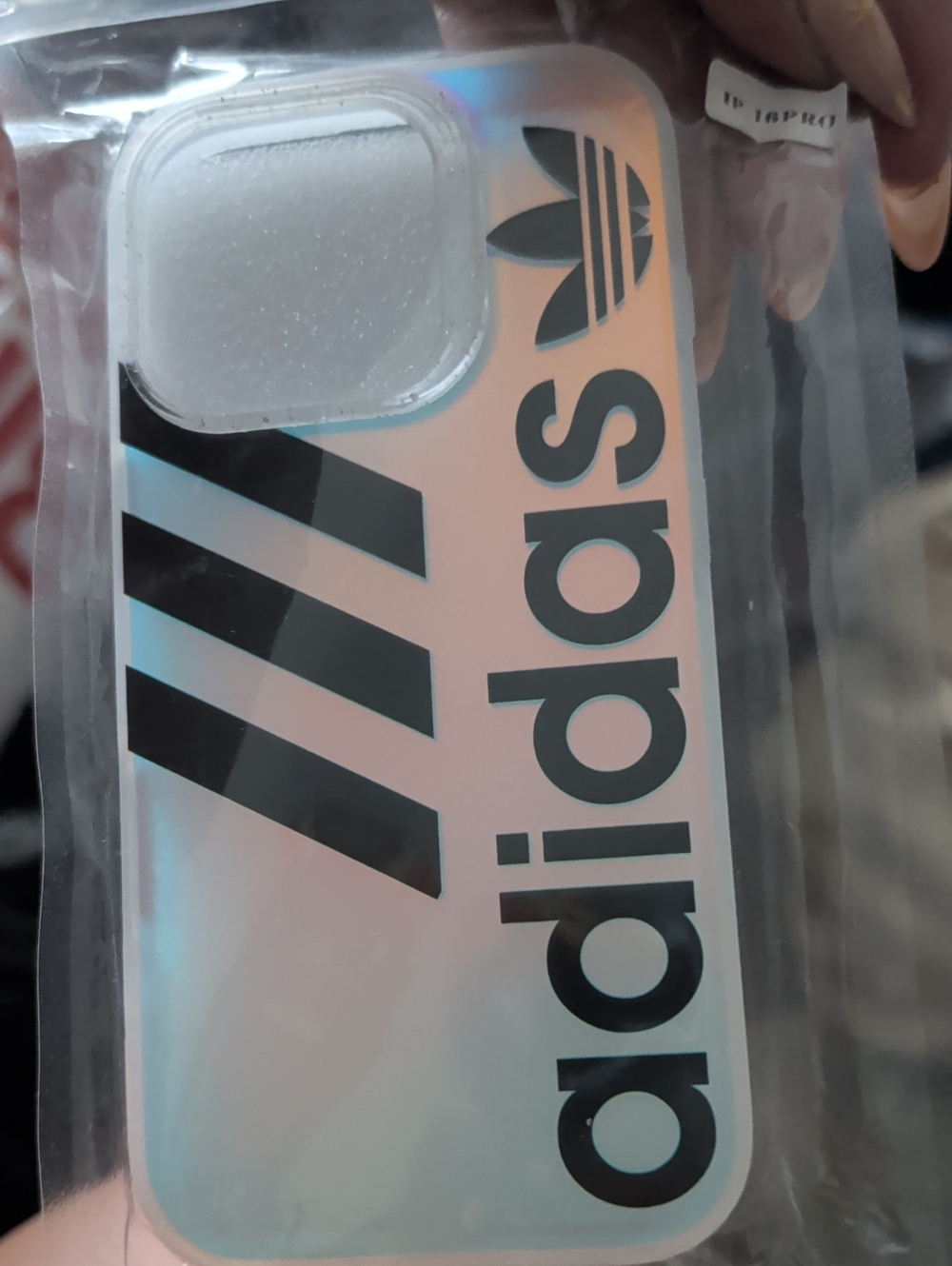 adidas Holographic Pink Phone Case with Black Logo